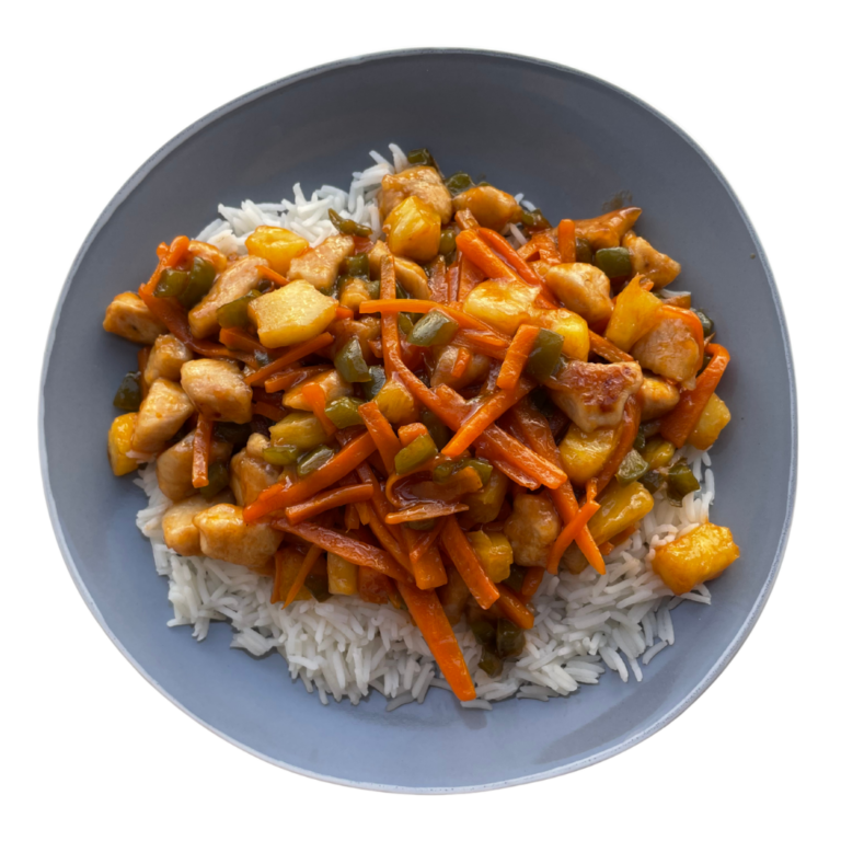 Kurczak w sosie słodko-kwaśnym z ryżem – posiłek z diety na SIBO gentle FODMAP